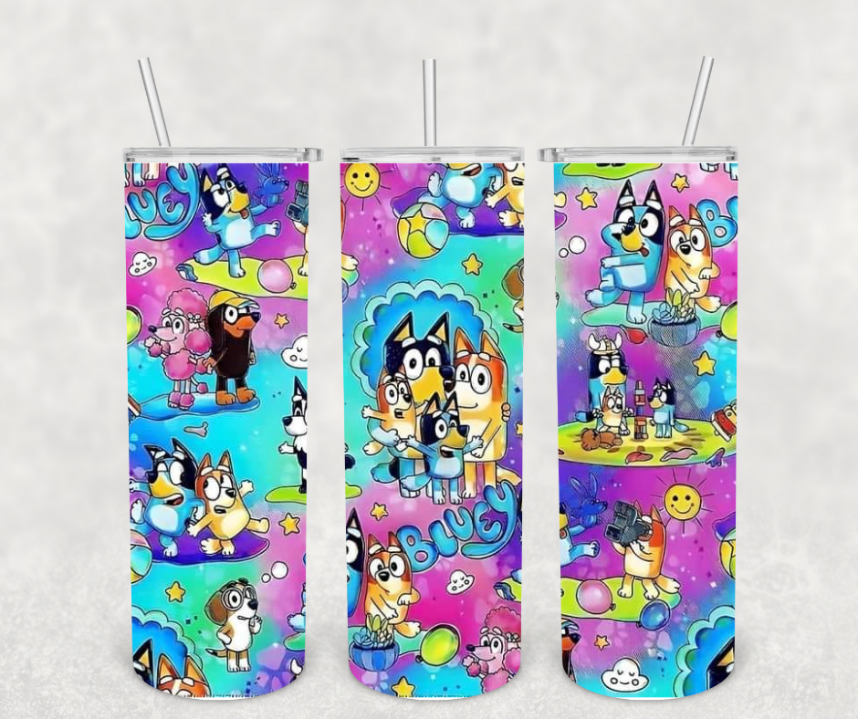 Bluey Tie Dye All Over 20oz Stainless Steel Tumbler